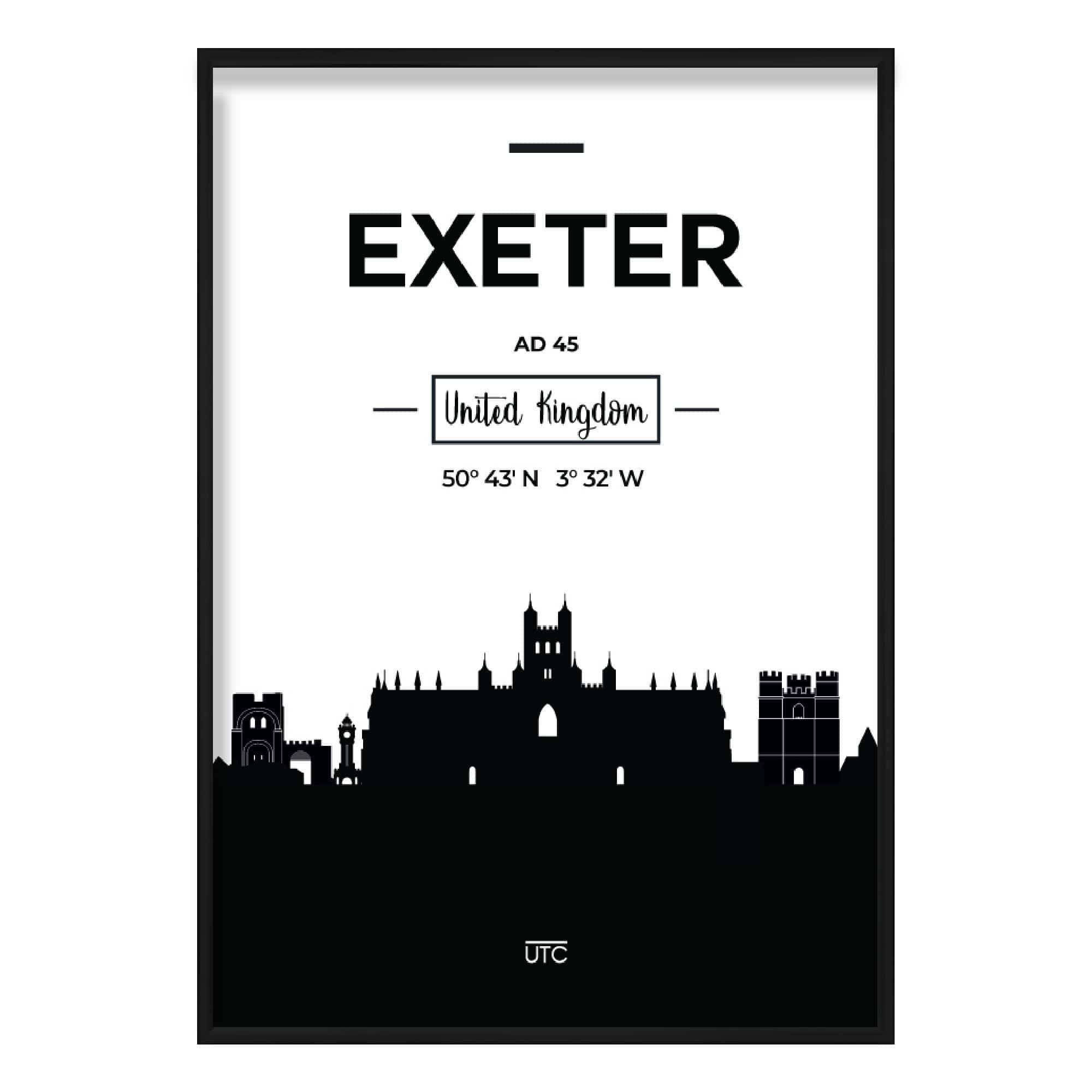 Exeter City Skyline Cityscape Print
