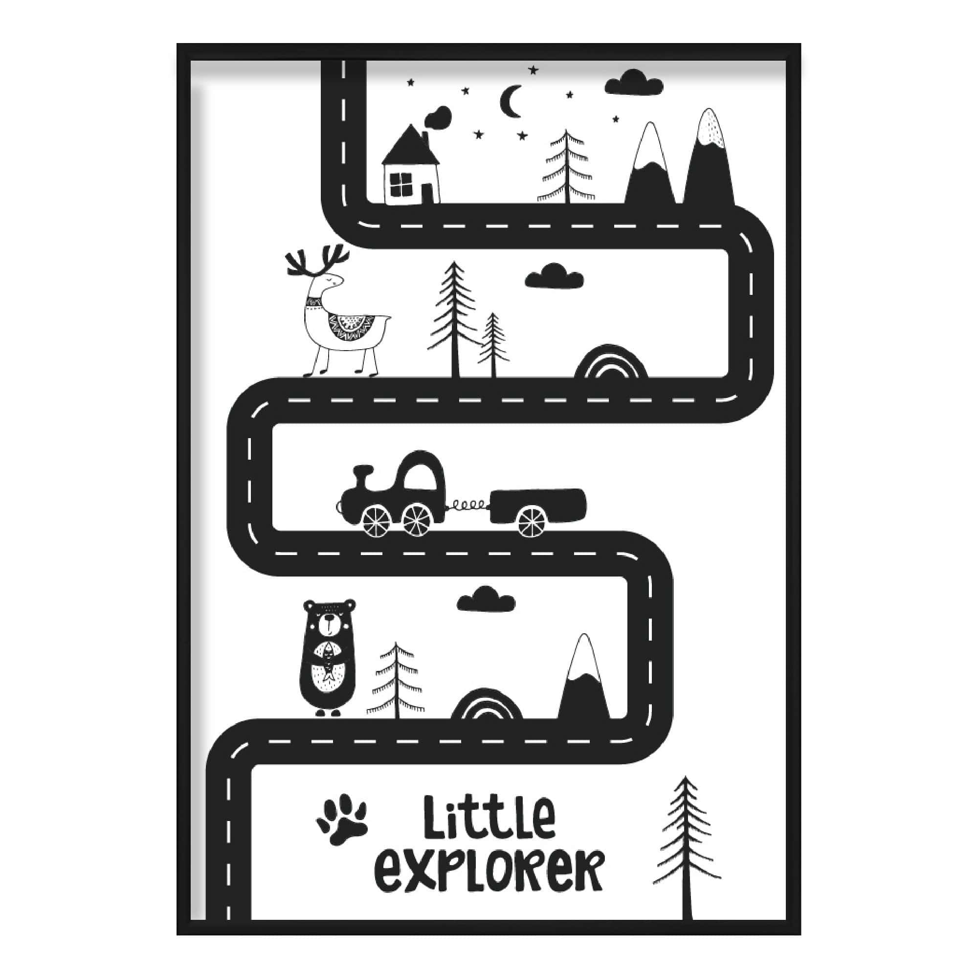 Little Explorer Black & White Scandinavian Nursery Poster
