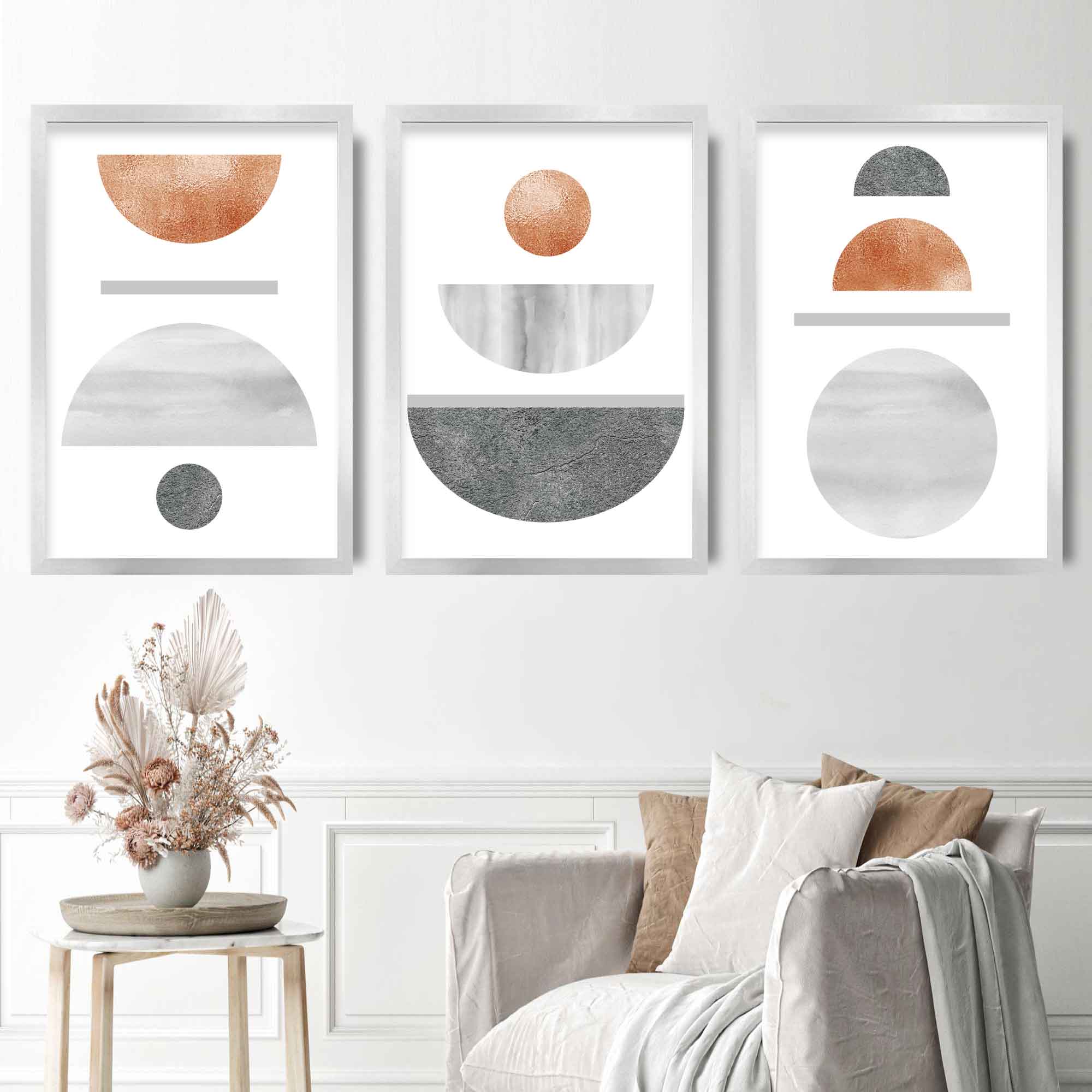 Geometric Abstract Grey's & Copper No1