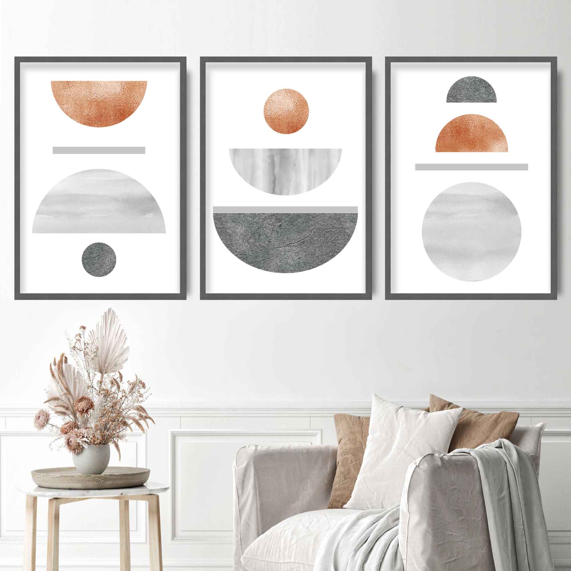 Geometric Abstract Grey and Copper No 4