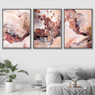 Set of 3 Abstract Beige Brown Terracotta Fluid Wall Art Prints
