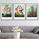 Vintage Botanical Cottage Garden Flowers Carnations Set of 3 Wall Art Prints