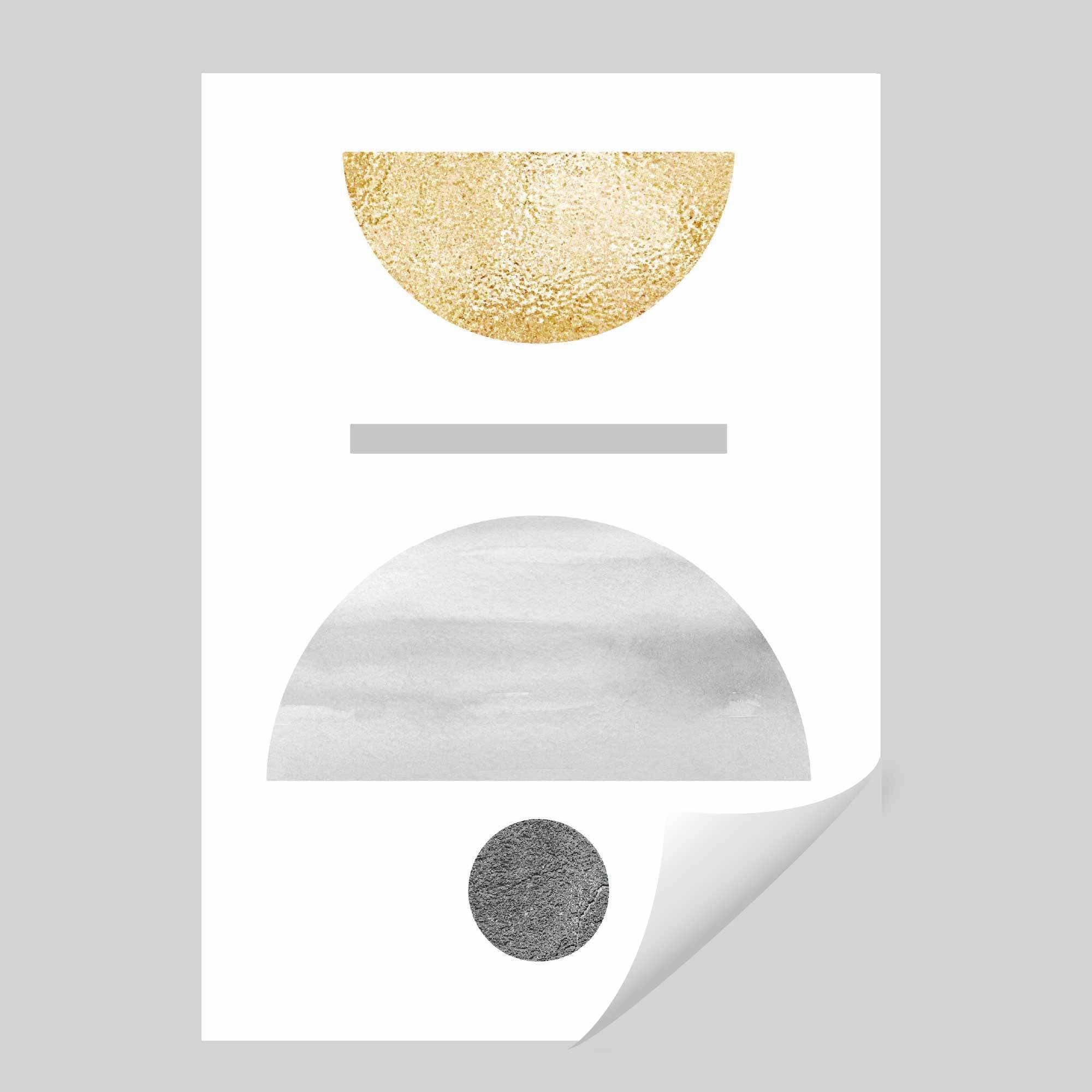 Geometric Abstract Grey and Gold No 4