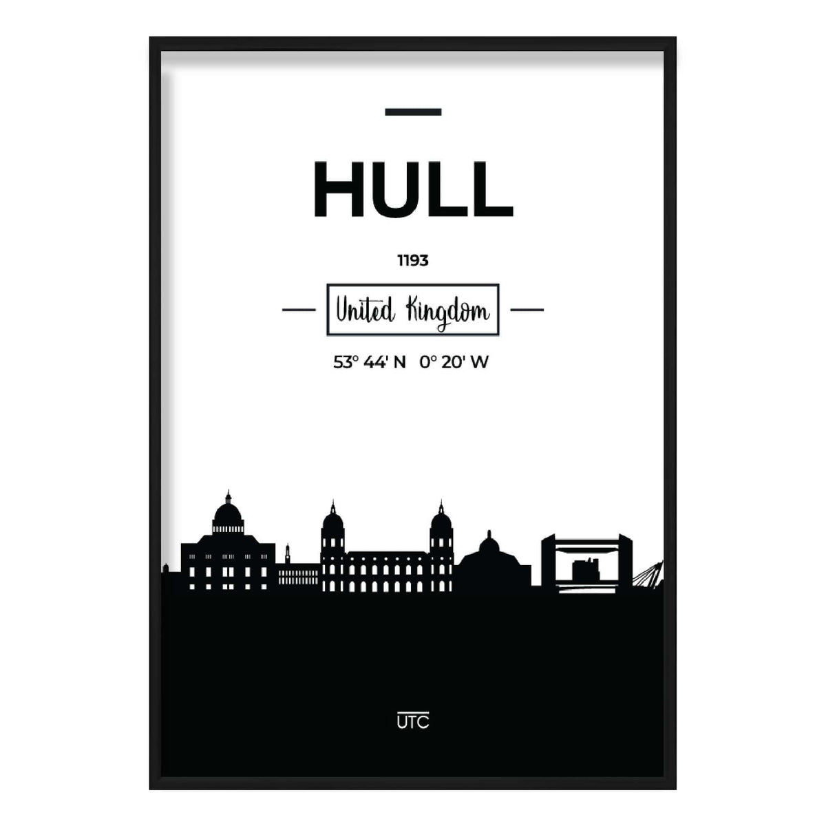 Hull City Skyline Cityscape Print Artze Wall Art
