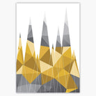 GEOMETRIC set of 3 YELLOW & Grey Art Prints STAG Antlers and Forest