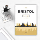 BRISTOL Skyline, Bristol Cityscape England, Yellow and Grey Art Print wall Art PRINT poster artwork home decor
