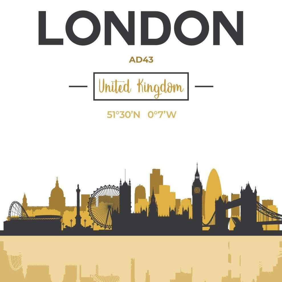 LONDON Skyline, London Cityscape England, Yellow and Grey Art Print wall Art PRINT poster artwork home decor