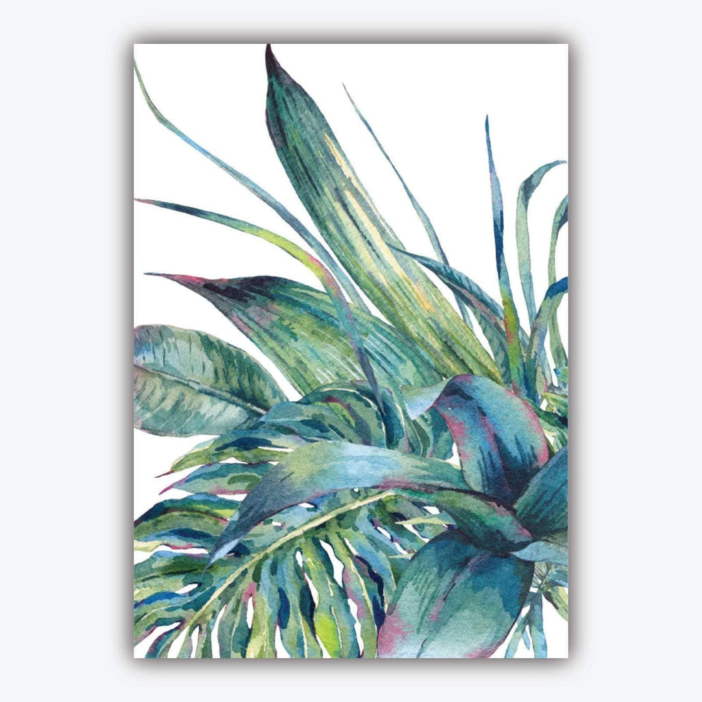 Set of 5 ORIGINAL Tropical Palm Leaf Leaves Watercolour Blue Green Gallery wall ART Prints Botanical