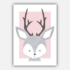 NURSERY Set of 5 FOREST Animals Gallery Wall Art Prints Pink Grey ORIGINAL Scandinavian Style Deer Rabbit Picture Posters Artwork
