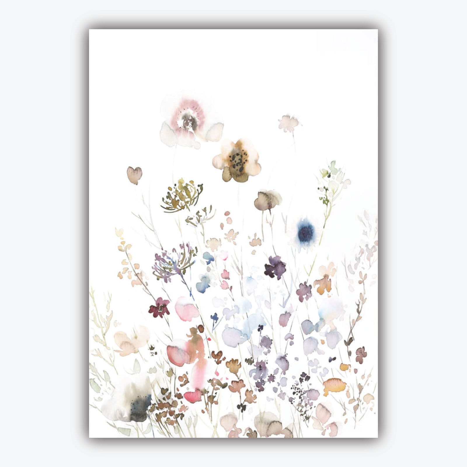 Set of 5 ORIGINAL Gallery Wall Mix of Watercolour Flowers Pink PEONIES Carnations watercolour meadow and Angel wings