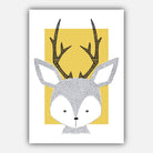 NURSERY Set of 5 FOREST Animals Gallery Wall Art Prints Yellow Bear Fox Deer Owl Rabbit ORIGINAL Scandinavian sketch Picture Posters