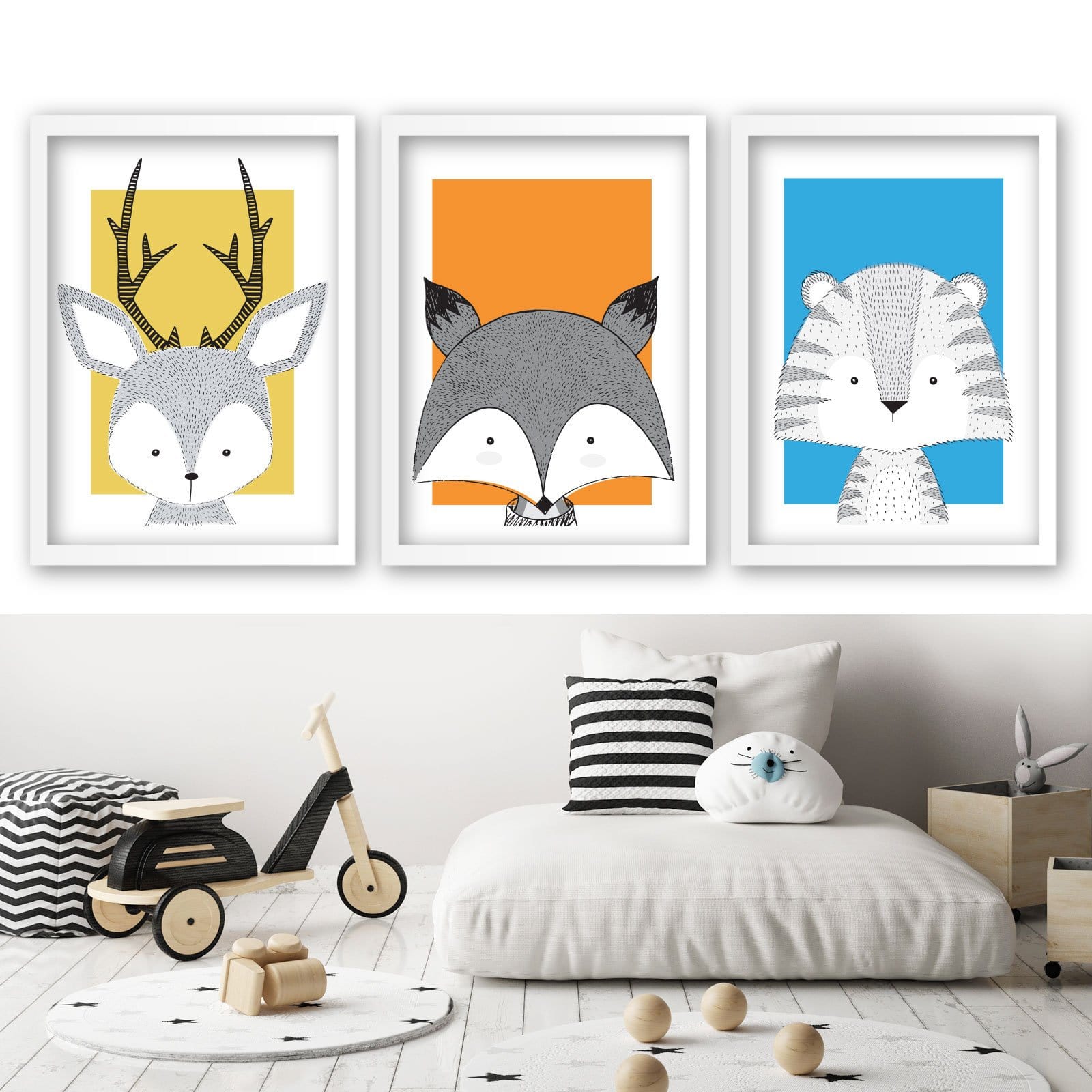 NURSERY Set CHOOSE any 3 Colours and Animals Create your own UNIQUE Gallery Wall