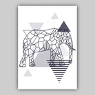 Set of 5 Gallery Wall Art Scandinavian  Navy Blue and Grey Art Prints Elephant Art Mountains GEOMETRIC Wall Pictures Posters Artwork