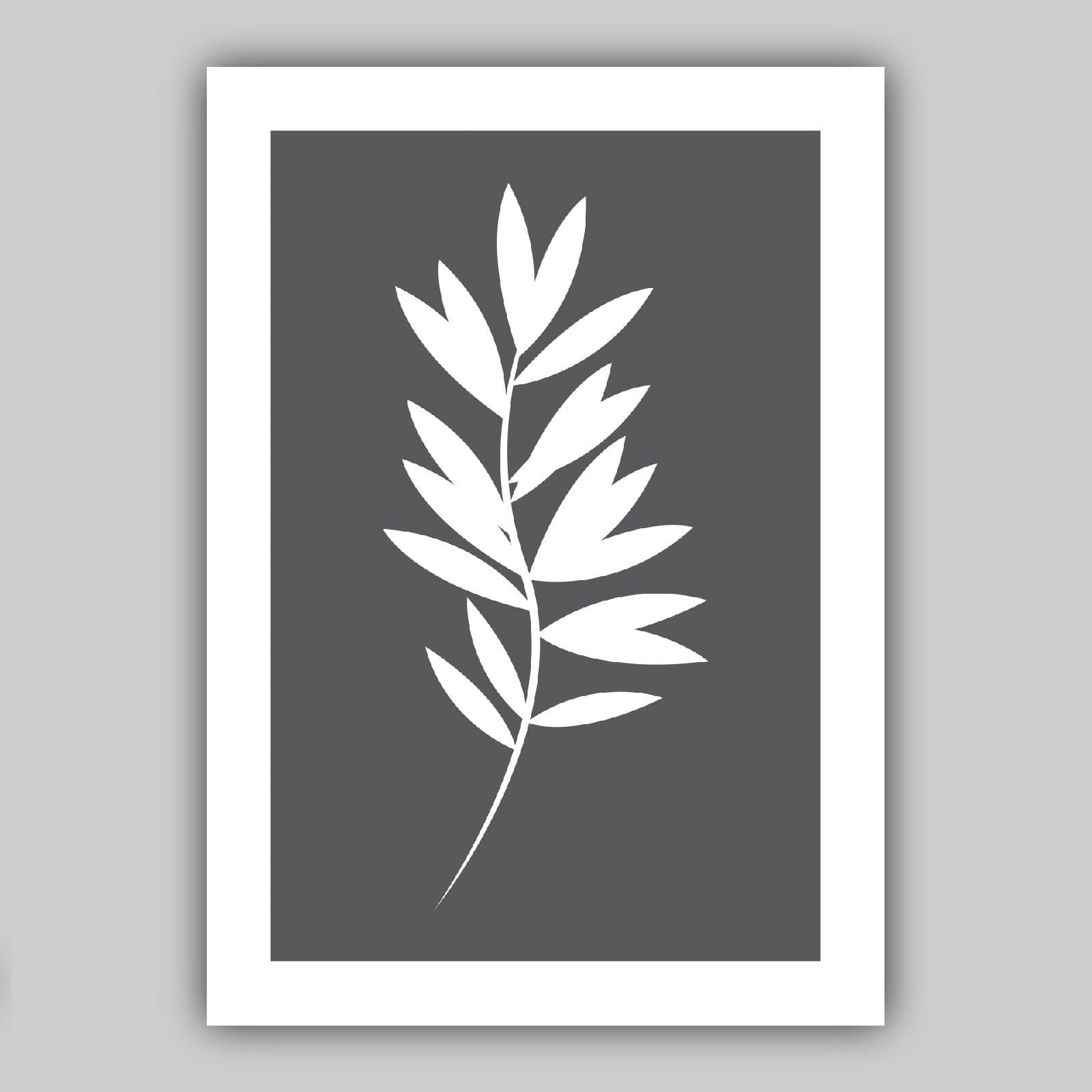 Set of 3 Yellow Grey and White Art Prints Tropical LEAVES