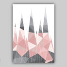 GEOMETRIC set of 3 Blush PINK & Grey Art Prints STAG Antlers and Forest