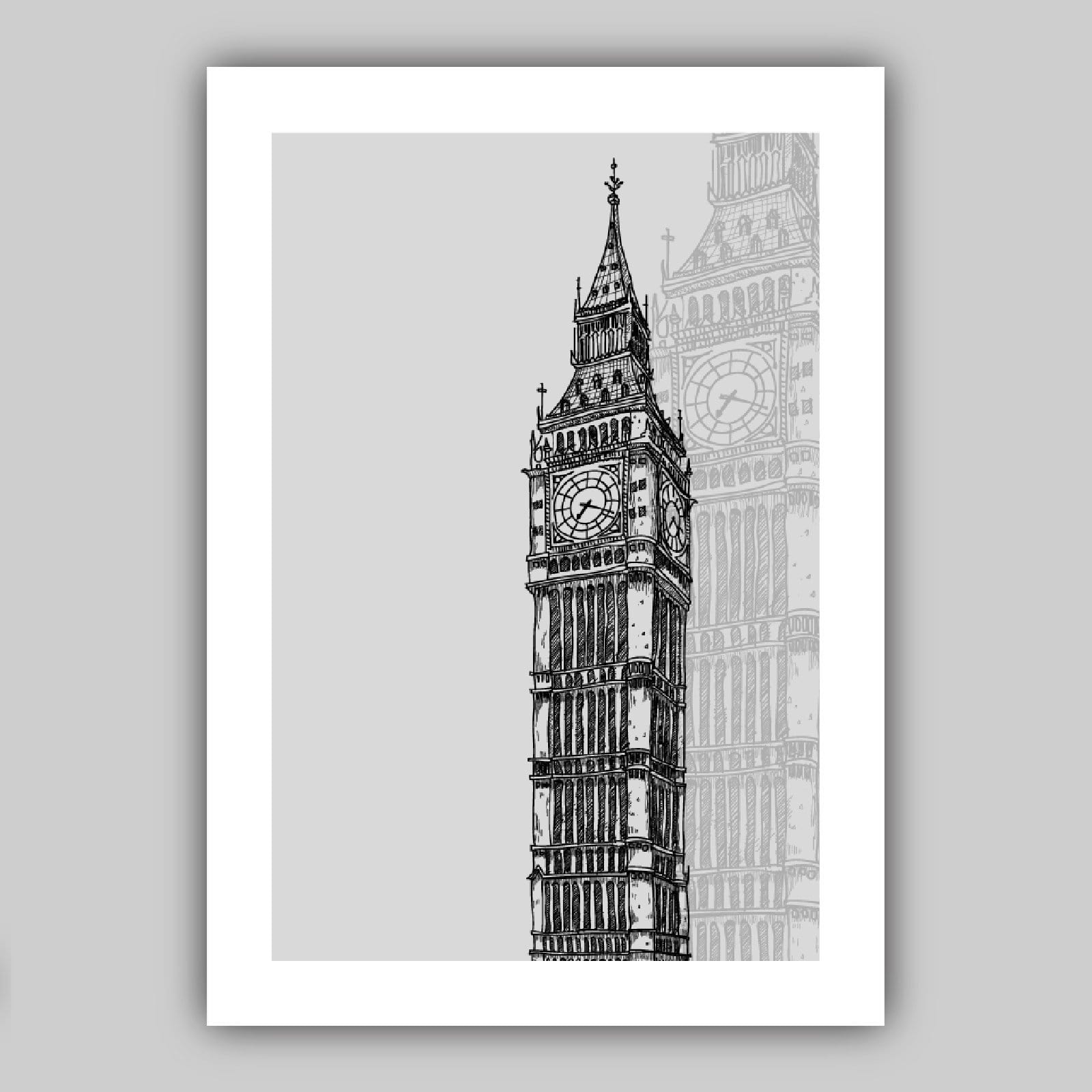 Set of 5 LONDON Art Prints cityscape, Skyline Street Map Big Ben Wall Pictures Posters Artwork Perfect Gift