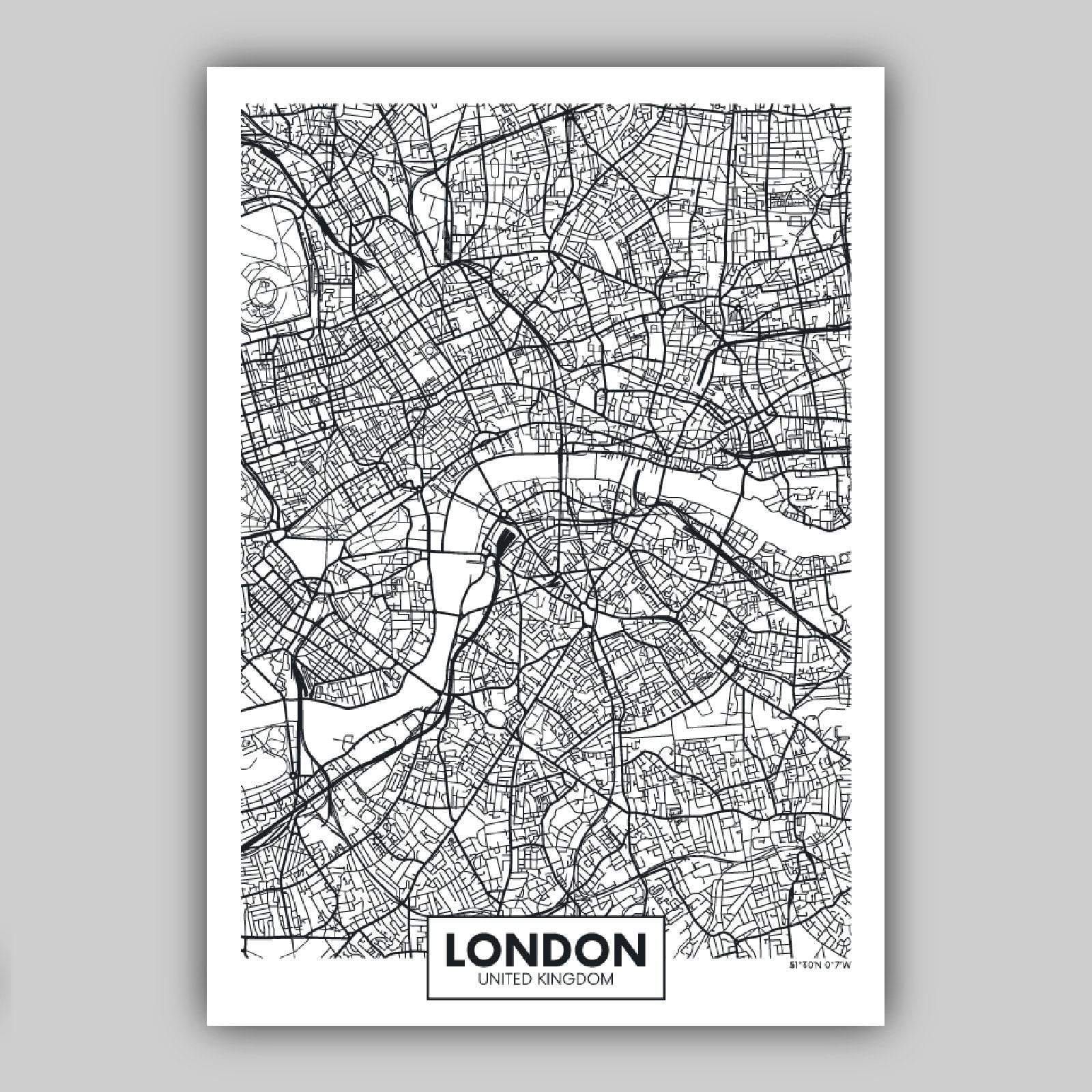 Set of 5 LONDON Art Prints cityscape, Skyline Street Map Big Ben Wall Pictures Posters Artwork Perfect Gift