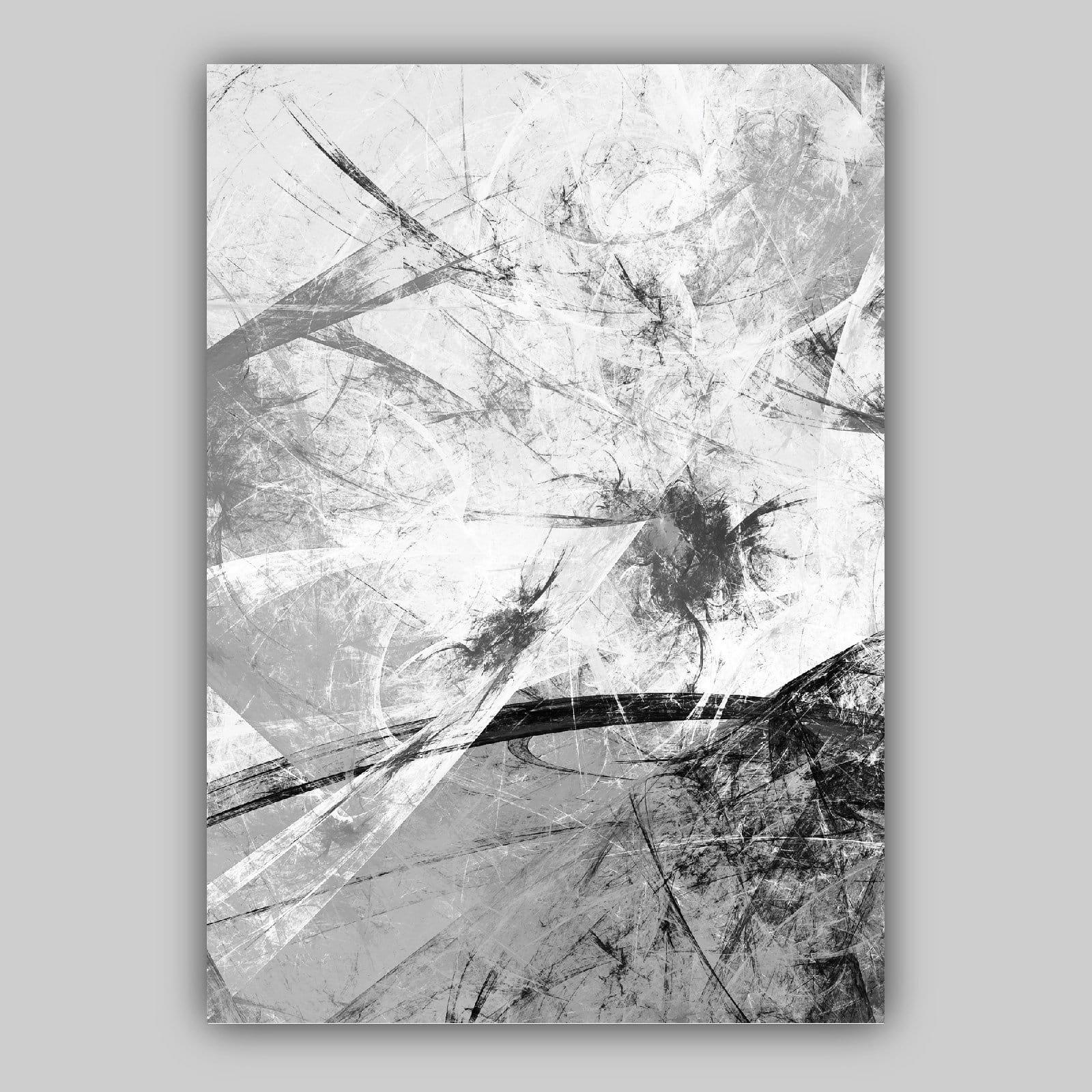 Set of 3 Abstract Art Prints of Paintings Black White Grey Wall Art Print