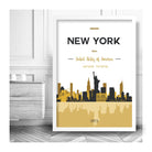 NEW YORK Skyline Cityscape USA, Yellow and Grey Art Print