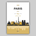 PARIS Skyline Cityscape FRANCE, Yellow and Grey Art Print