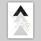 GEOMETRIC set of 3 Black Grey & Gold Effect Art Prints Abstract Triangles Pattern