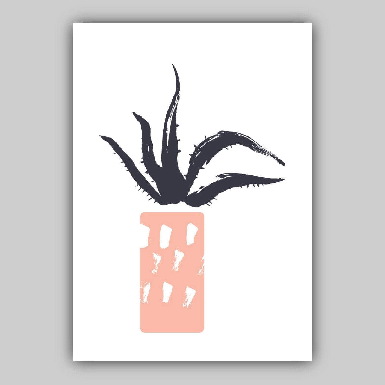 Set of 3 Abstract Pink & Green Cactus Art Prints