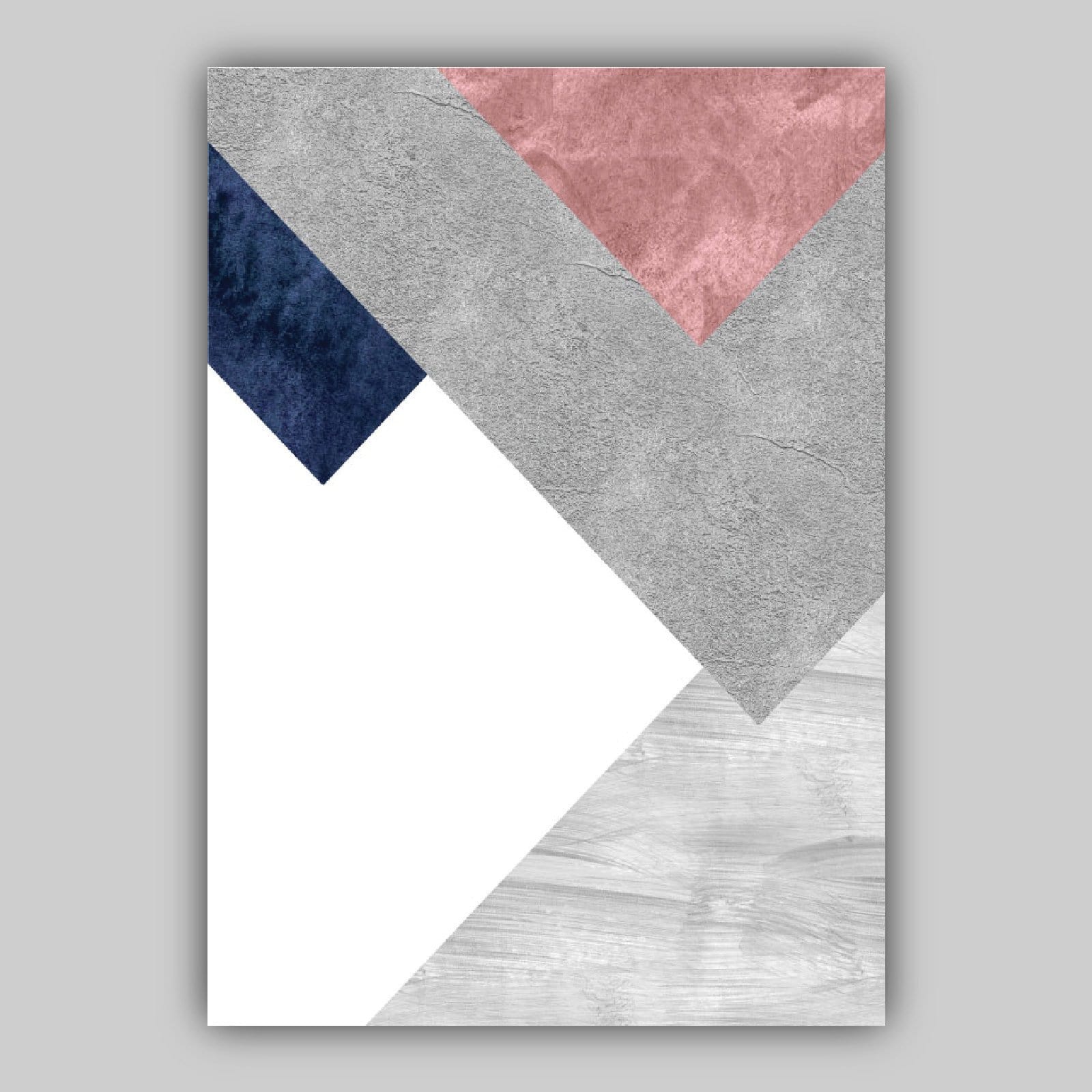 GEOMETRIC set of 3 Navy Blush Pink and Grey Art Prints Abstract Textured Pattern