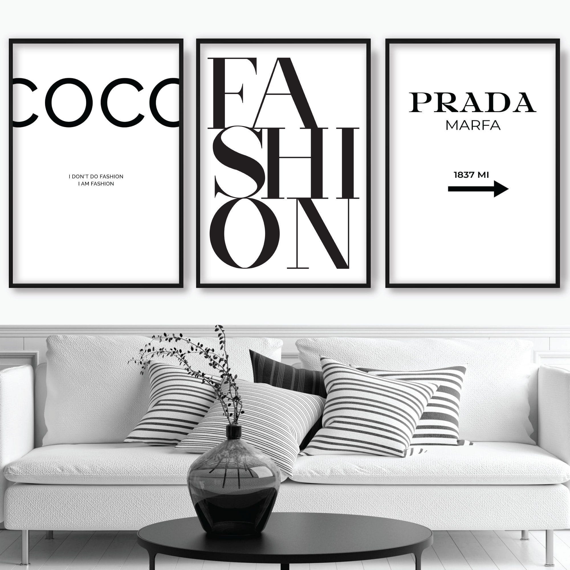 Set of 3 Black and White Fashion Quote Art Prints
