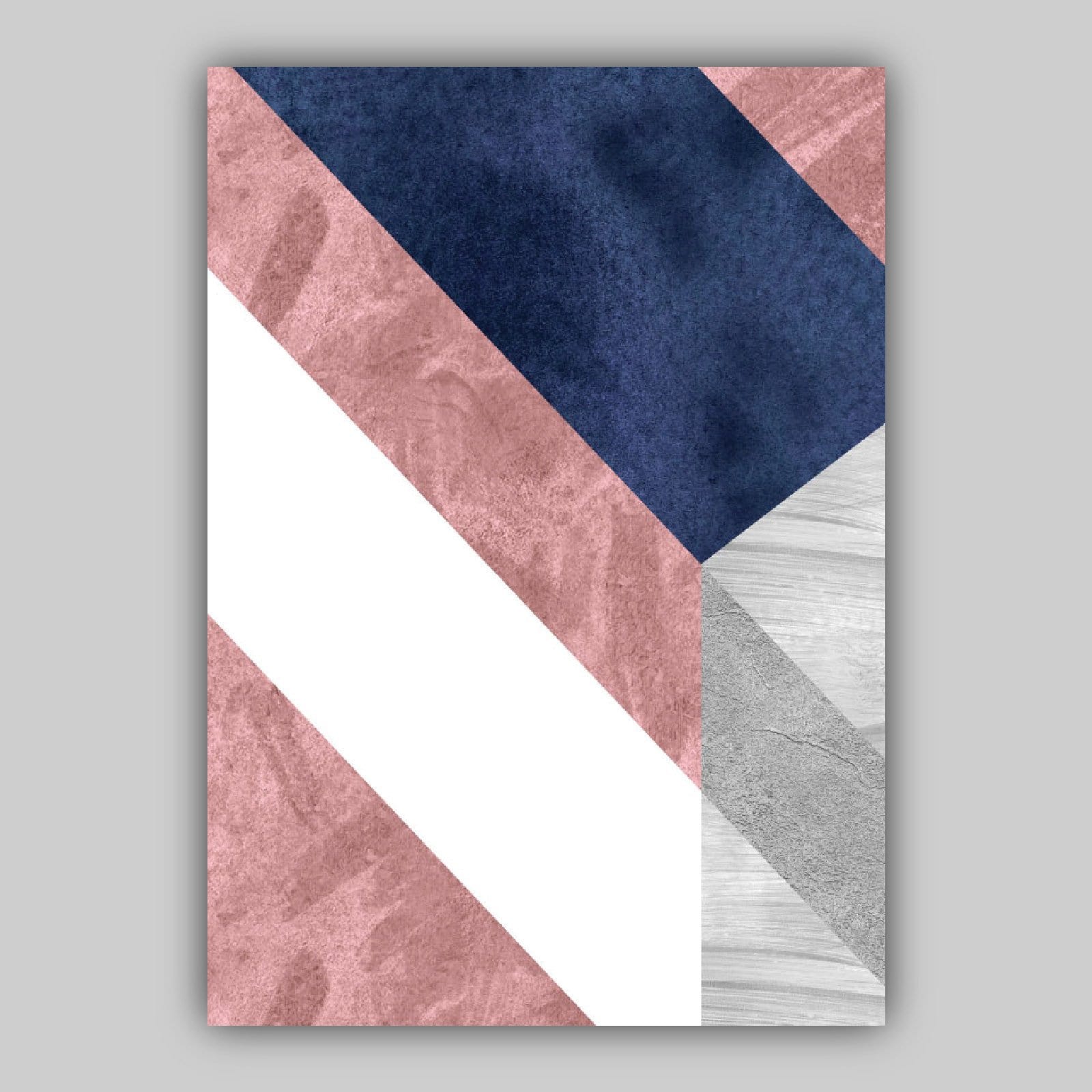 GEOMETRIC set of 3 Navy Blush Pink and Grey Art Prints Abstract Textured Pattern