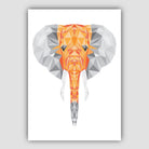 GEOMETRIC set of 3 ORANGE & Grey Art Prints Jungle Heads Giraffe Lion Elephant