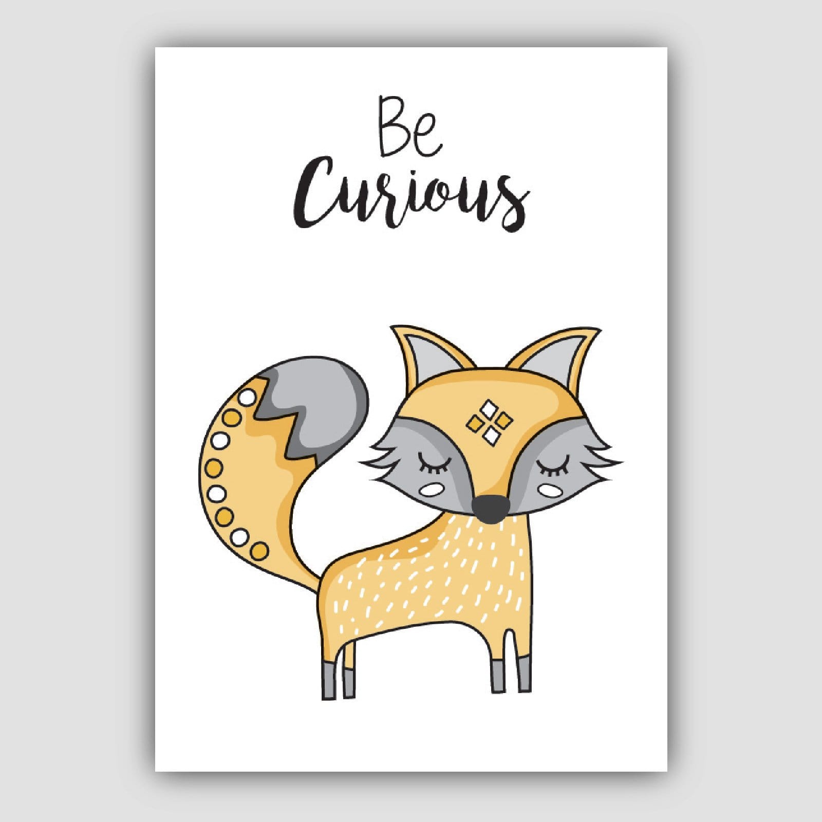 Nursery Set of 3 Yellow and Grey Forest Animals Art Quote Prints