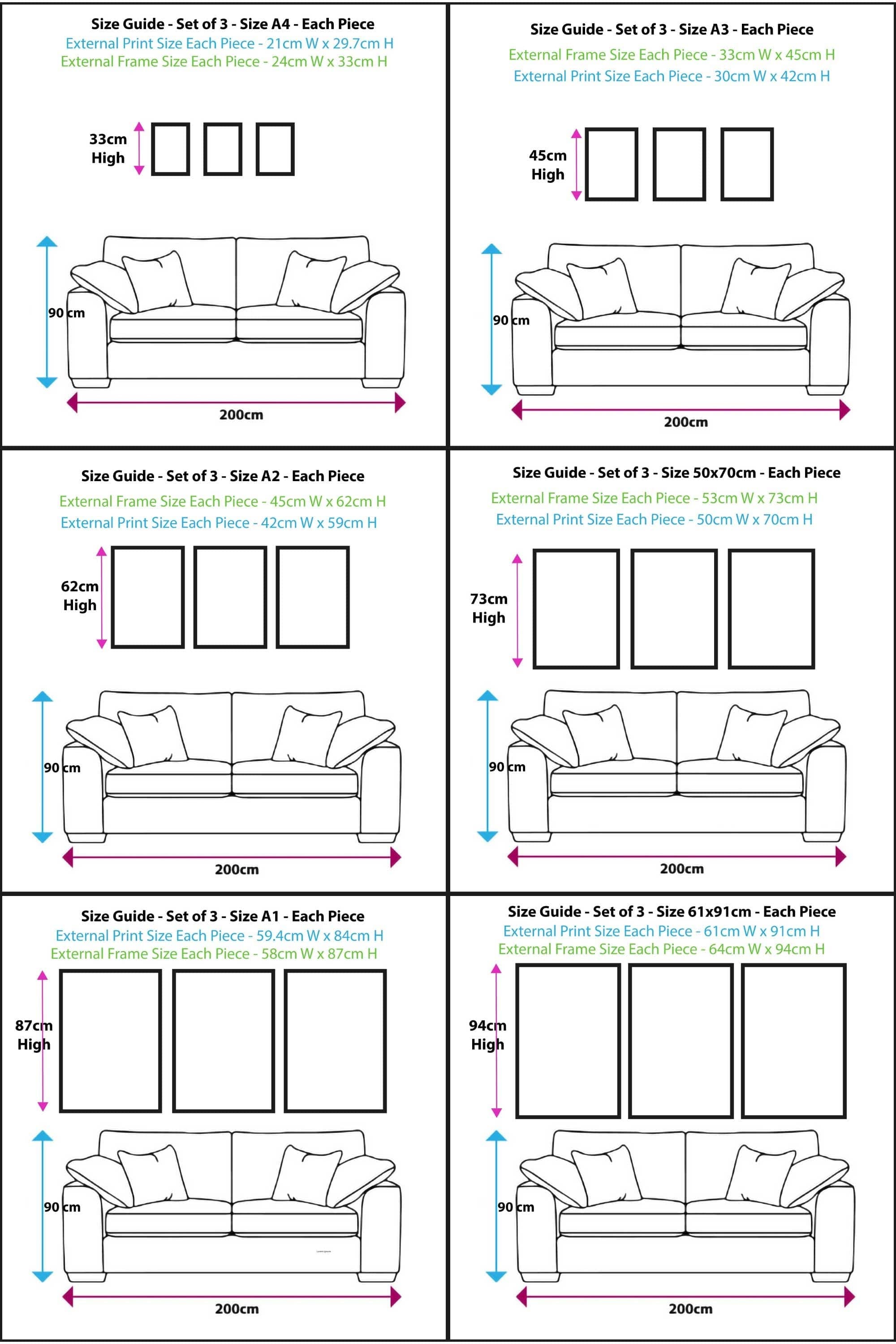 Set of 3 Fashion Figures Framed Wall Art Prints in Autumn Colours | Artze Wall Art UK