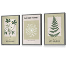 Vintage Graphical Sage Green Botanical Flower Market FRAMED Wall Art Prints / Posters