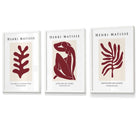 Matisse Floral and Nude Set of 3 FRAMED Wall Art Prints in Red and Beige | Artze Wall Art UK