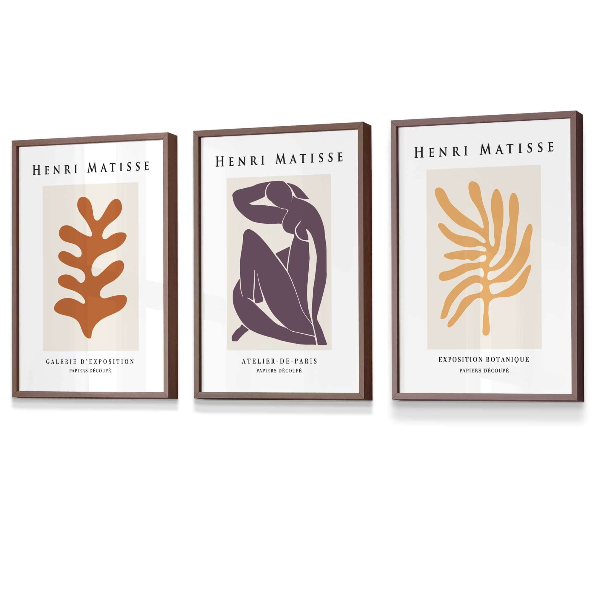 Matisse Floral and Nude Set of 3 FRAMED Wall Art Prints in Purple, Orange and Yellow | Artze Wall Art UK