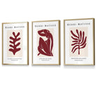 Matisse Floral and Nude Set of 3 FRAMED Wall Art Prints in Red and Beige | Artze Wall Art UK