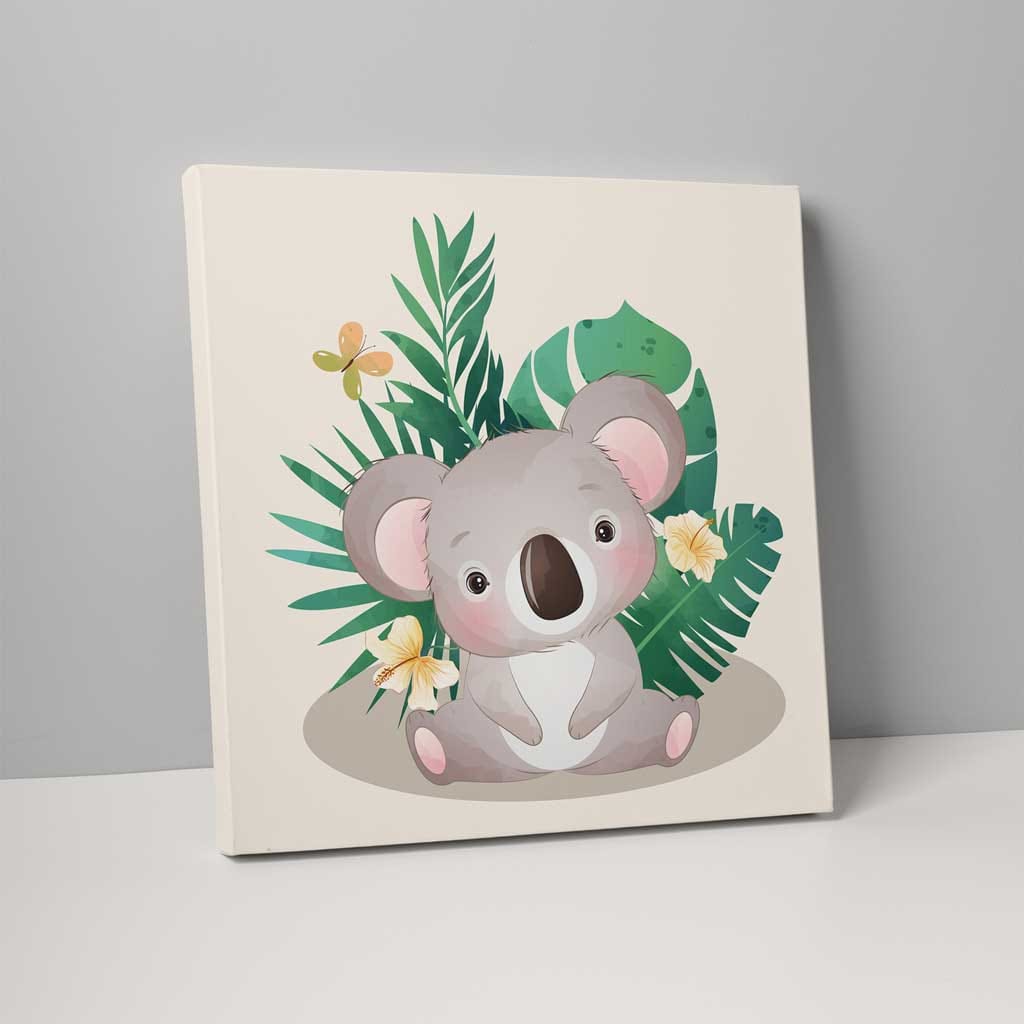 Tropical Jungle Koala Nursery Print on Canvas