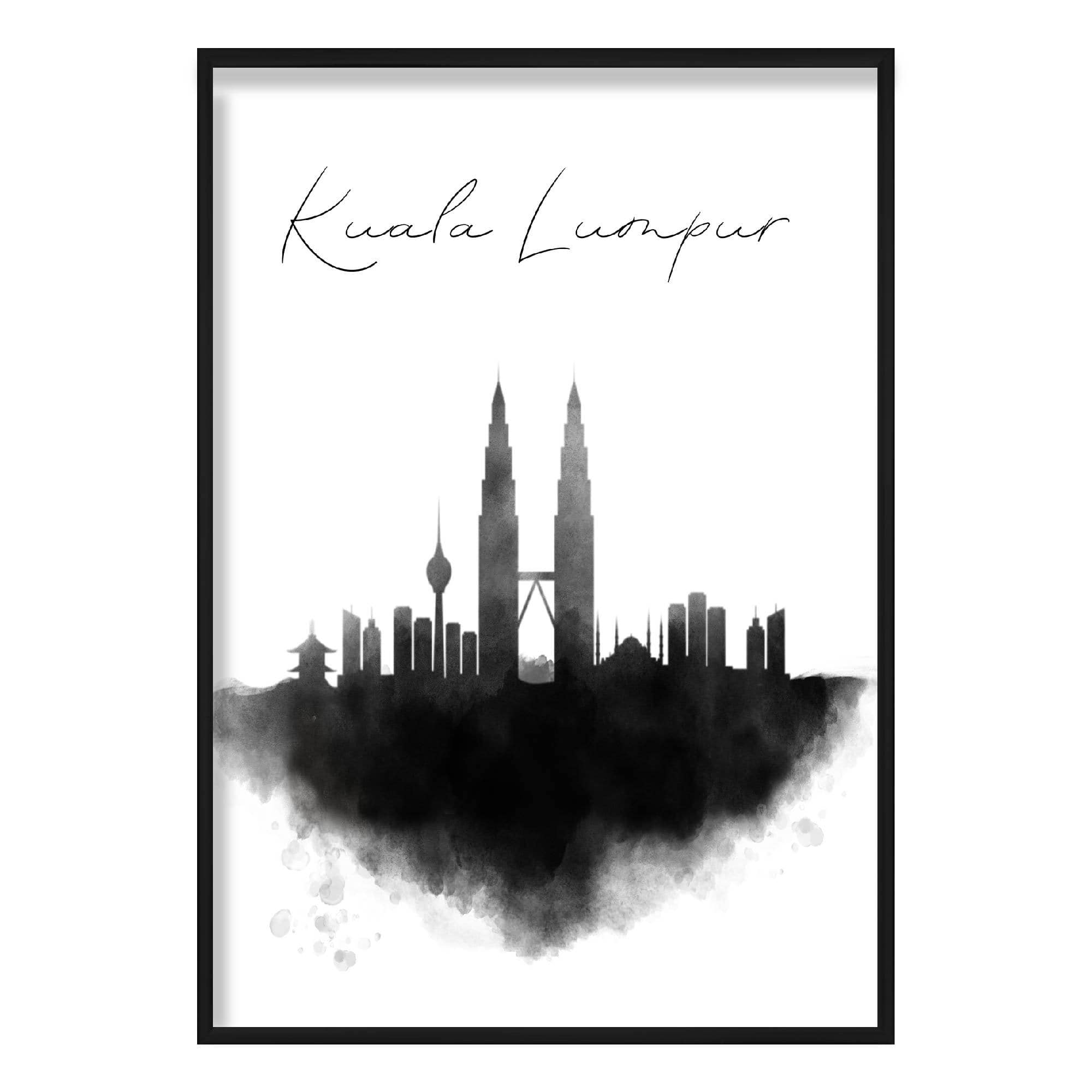 Kuala Lumpar Watercolour Skyline Cityscape Print