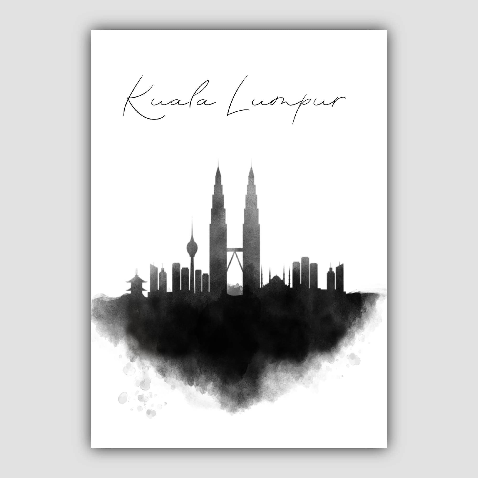 Kuala Lumpar Watercolour Skyline Cityscape Print