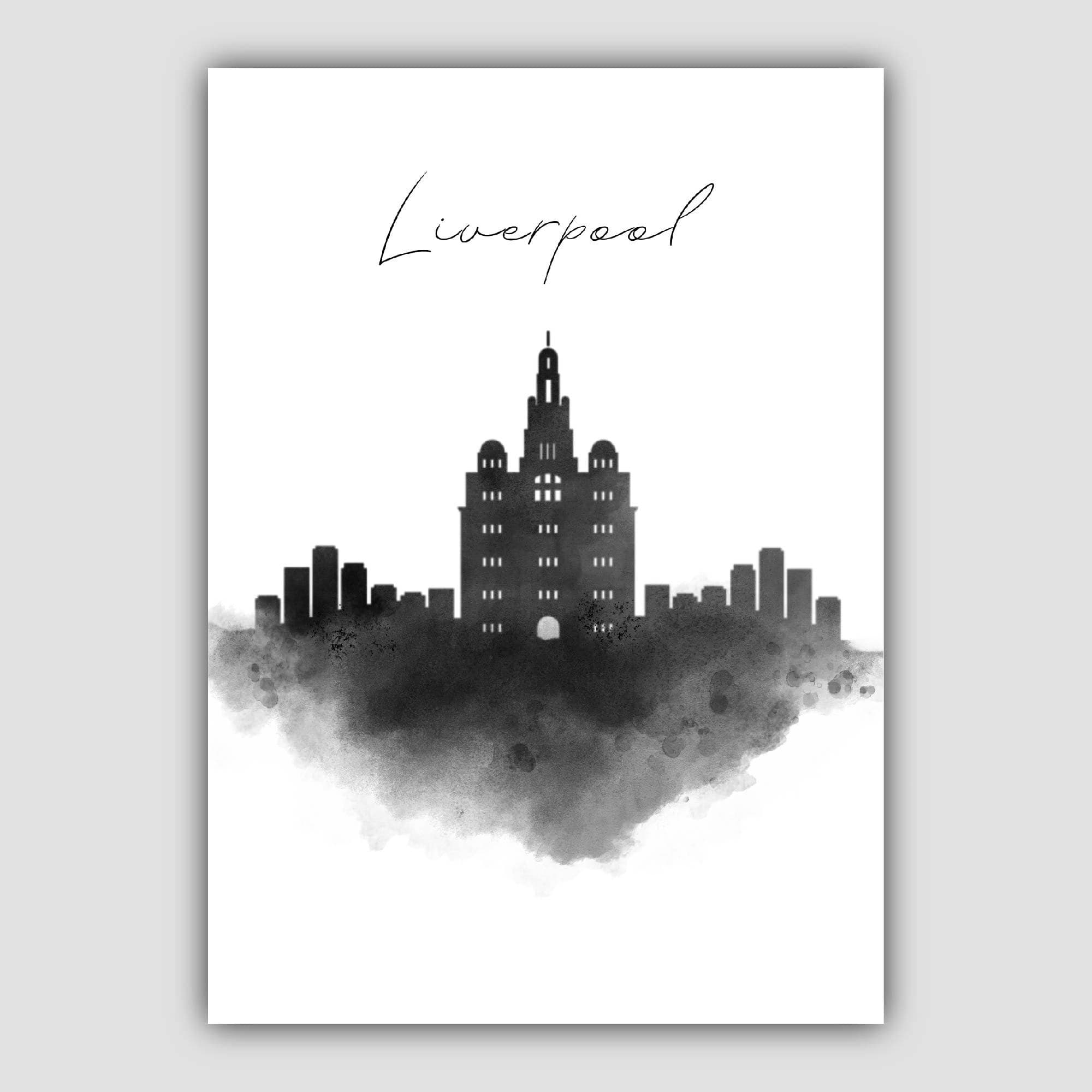 Liverpool Watercolour Skyline Cityscape Print