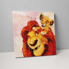 Lion King Nursery Watercolour Print Mufasa and Simba on Canvas