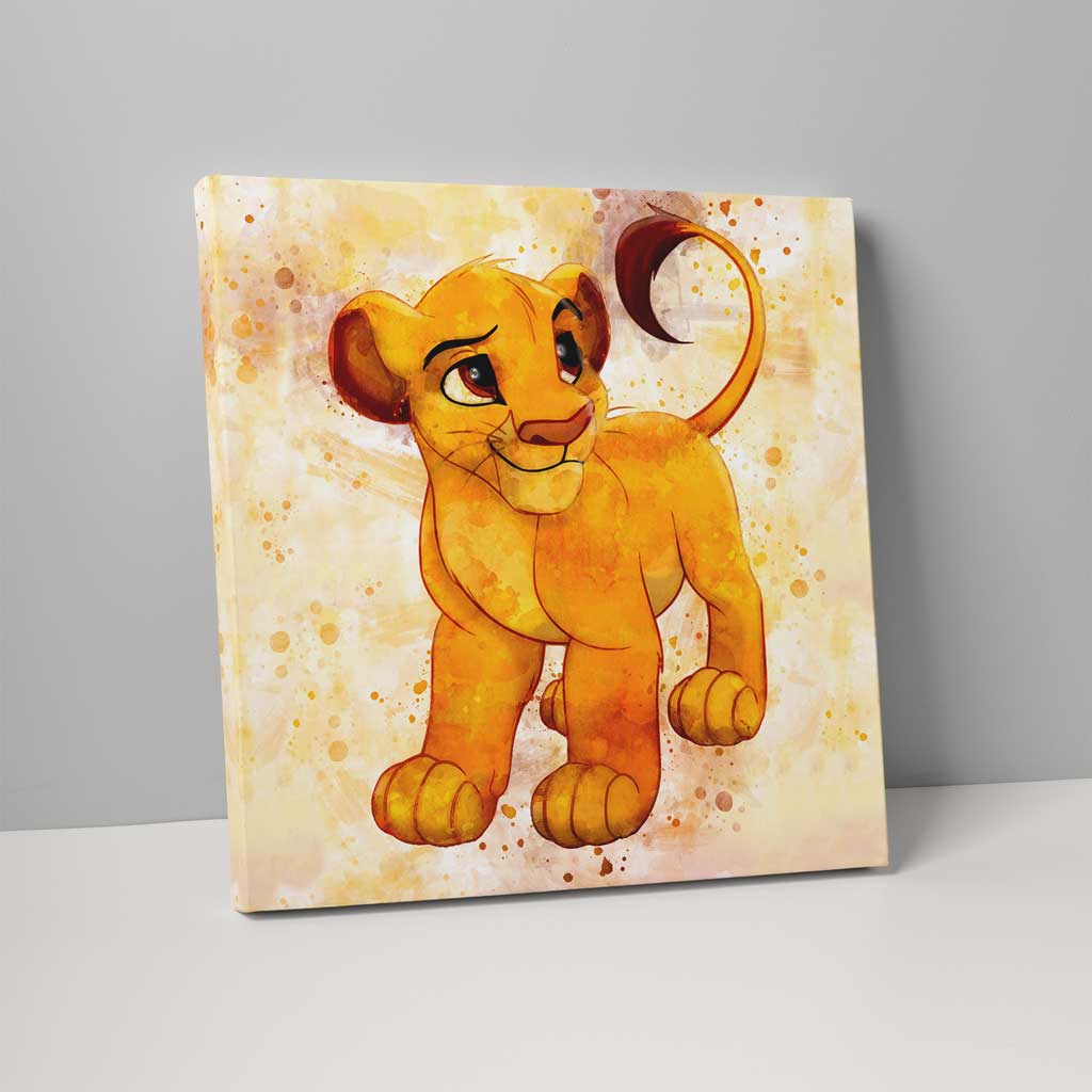 Lion King Nursery Watercolour Print Simba Cub on Canvas