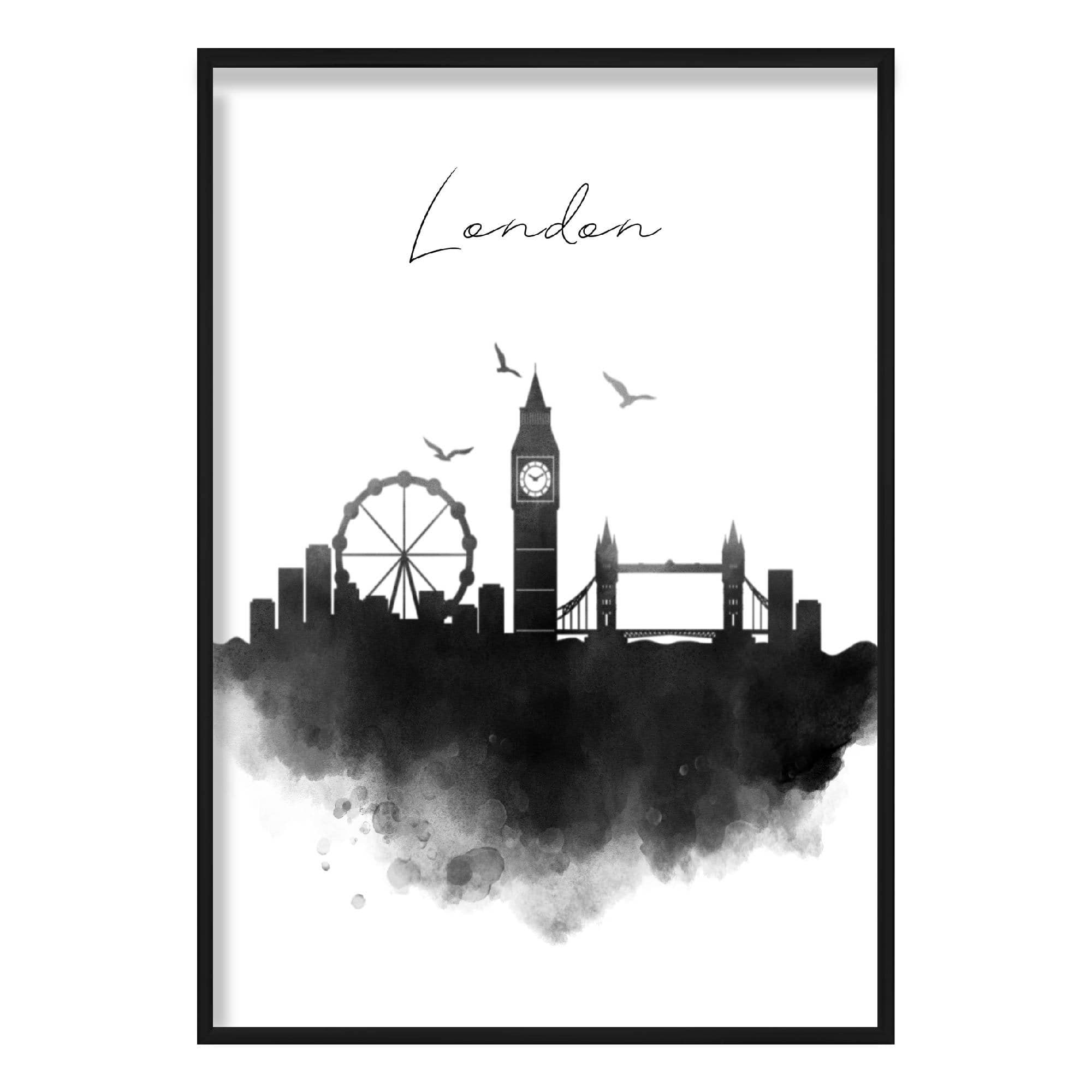 London Watercolour Skyline Cityscape Print