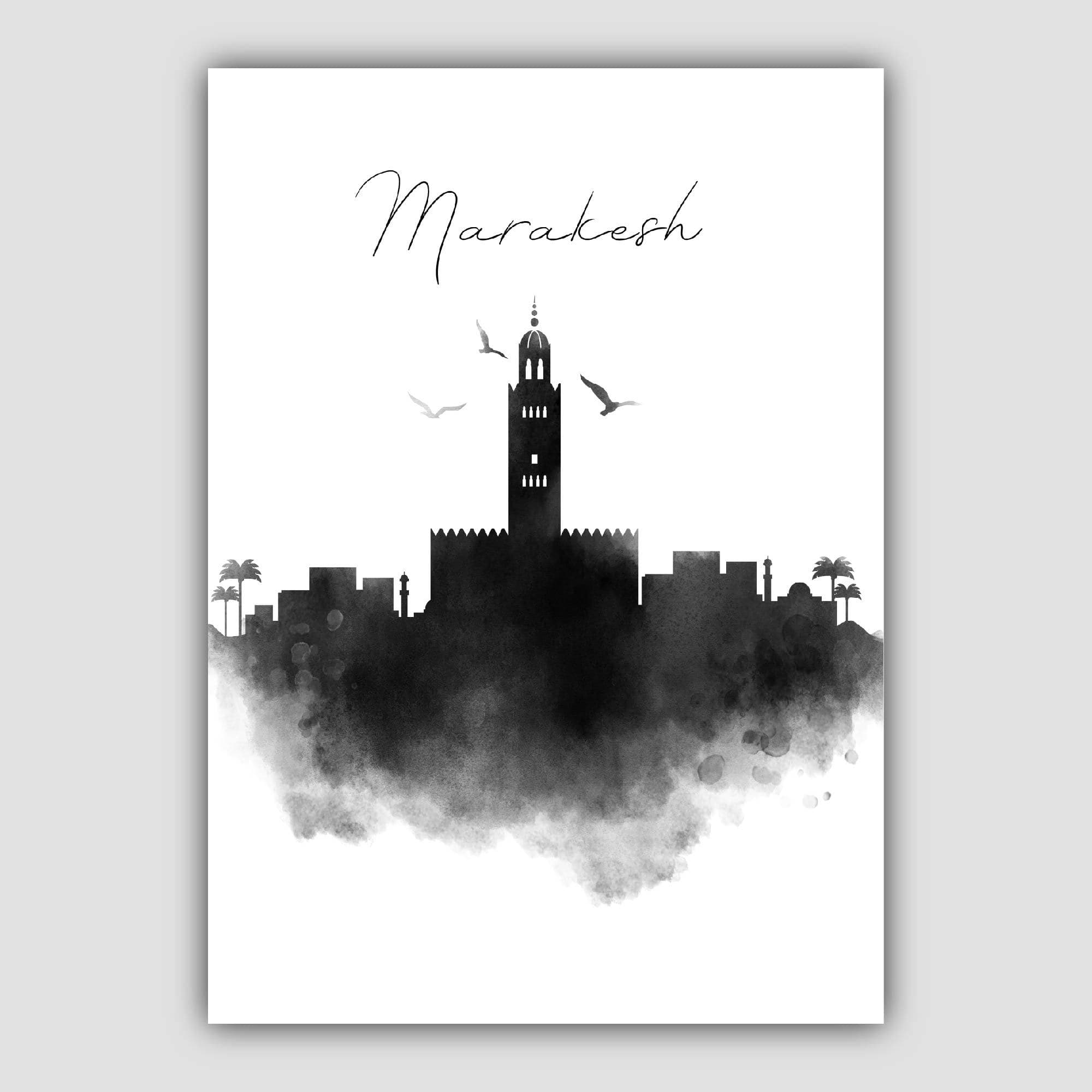 Marakesh Watercolour Skyline Cityscape Print