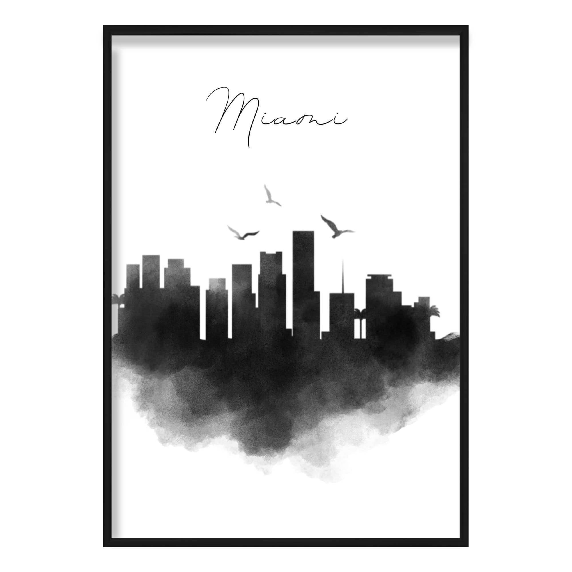 Miami Watercolour Skyline Cityscape Print