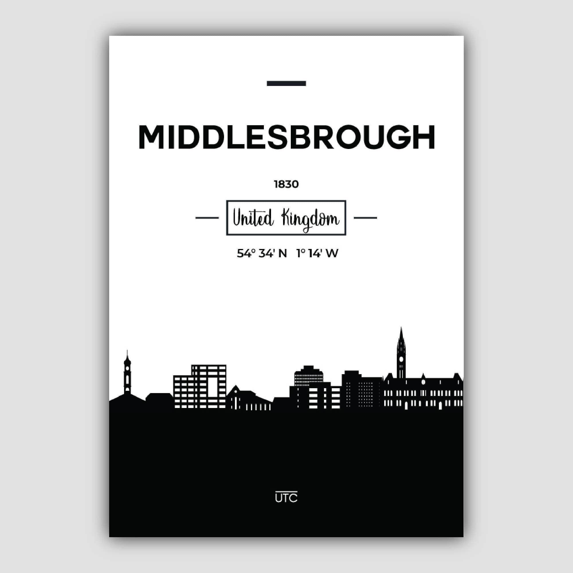 Middlesbrough City Skyline Cityscape Print