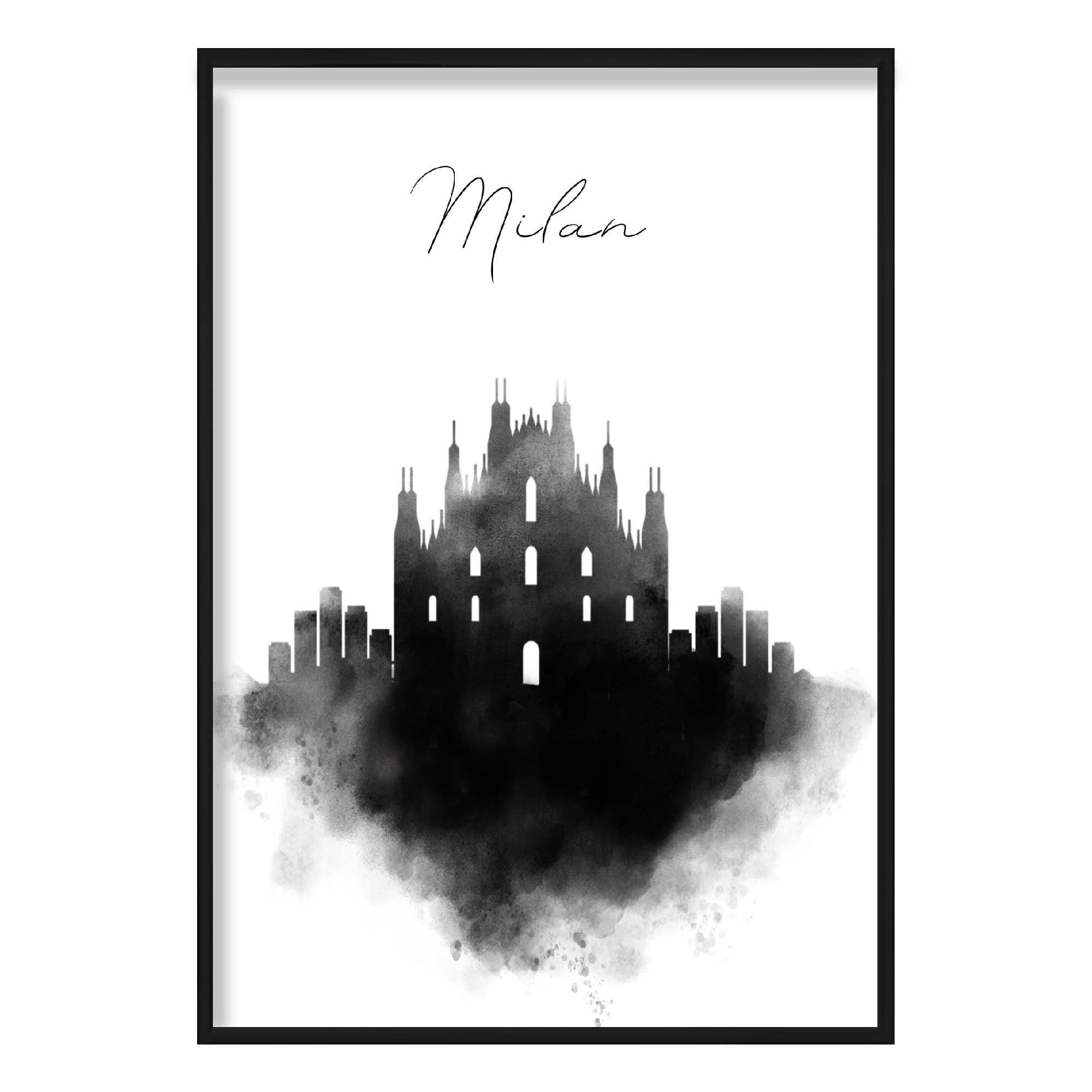 Milan Watercolour Skyline Cityscape Print
