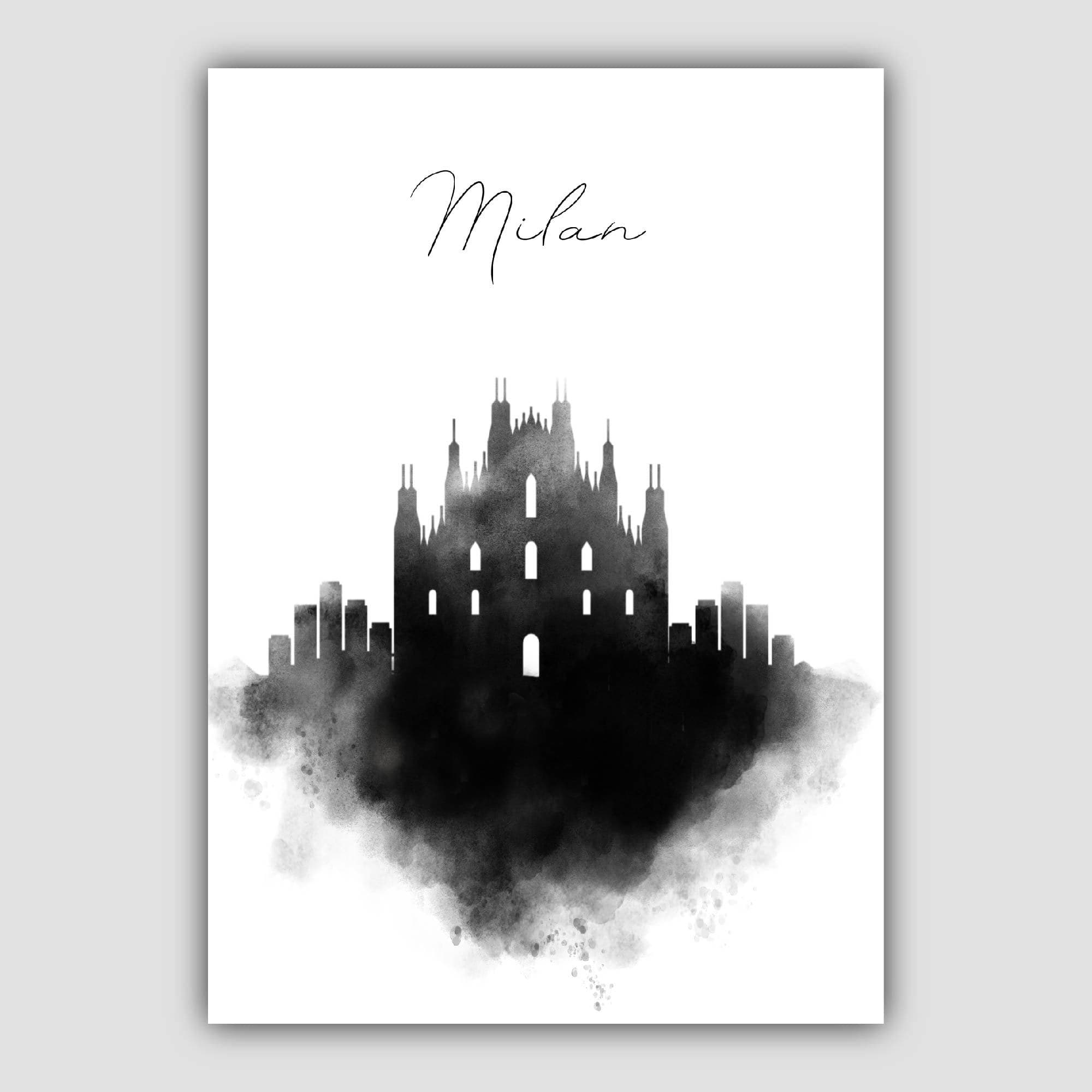 Milan Watercolour Skyline Cityscape Print