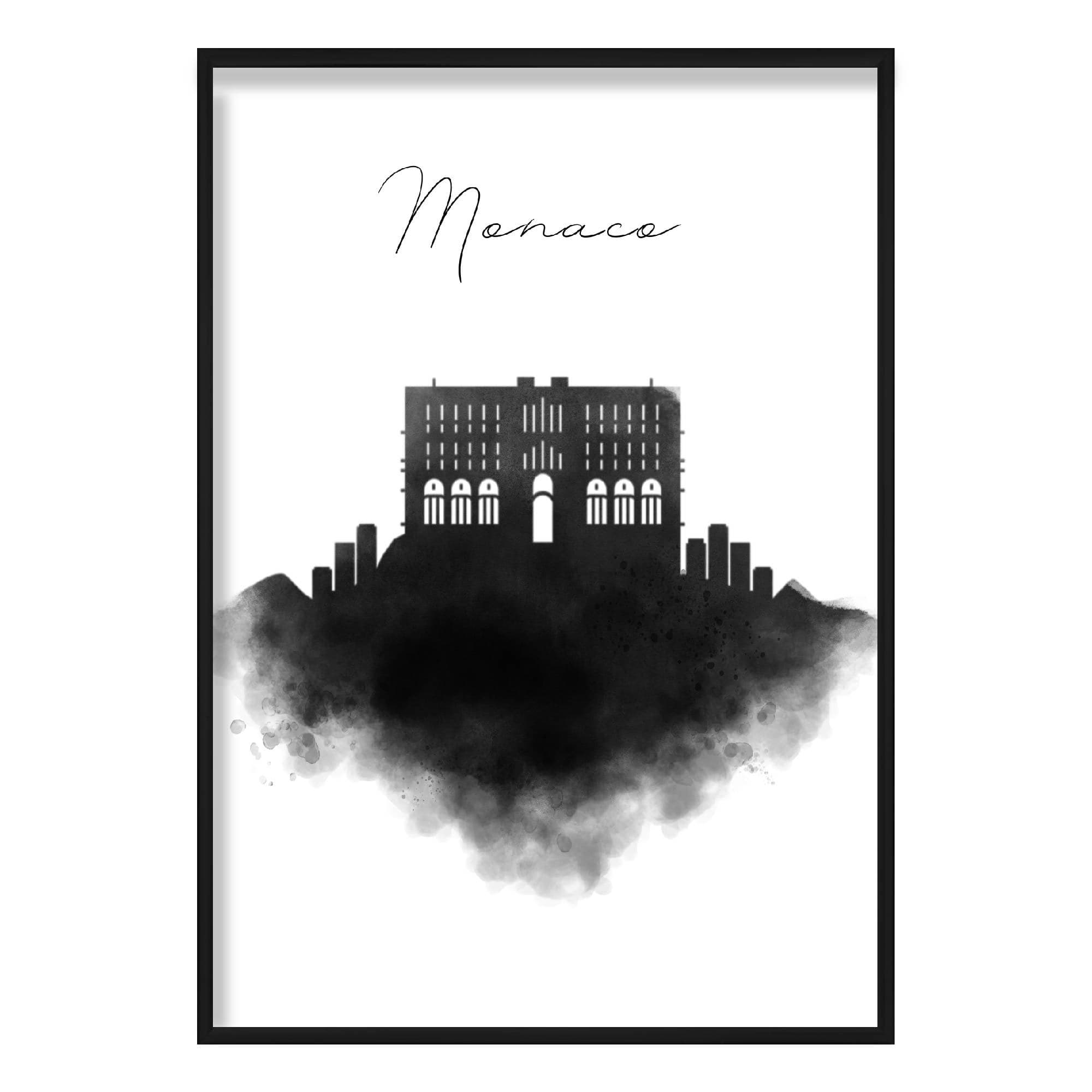 Monaco Watercolour Skyline Cityscape Print