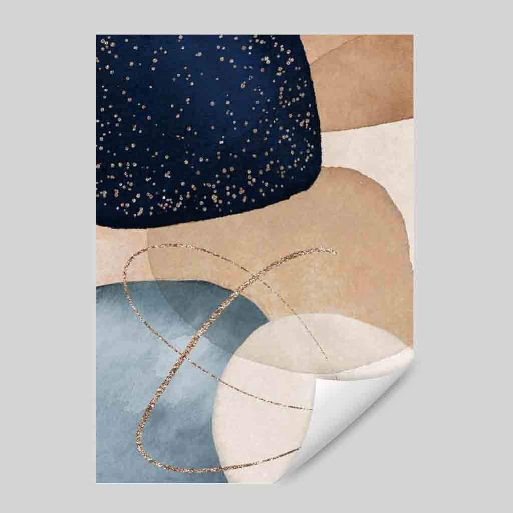 Abstract Art Prints Navy, Blue Beige and Gold
